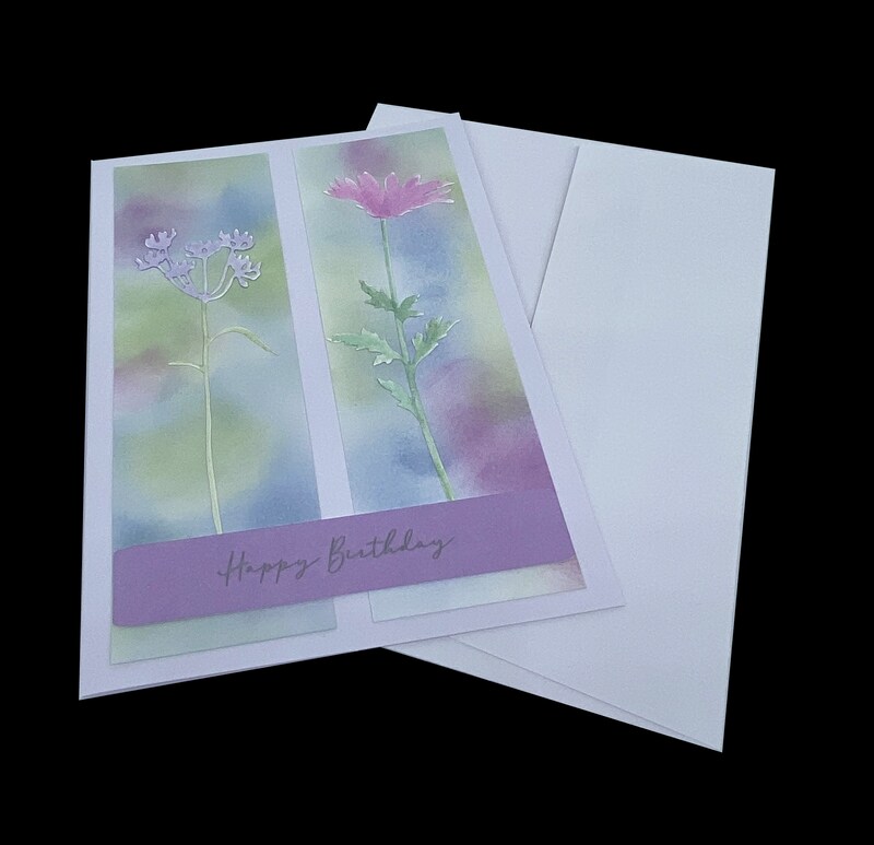 Handmade Watercolor Floral Birthday Card, One of a Kind Card, Original Card, Quality Blank Birthday Card with White Envelope, 5 x 7 inch